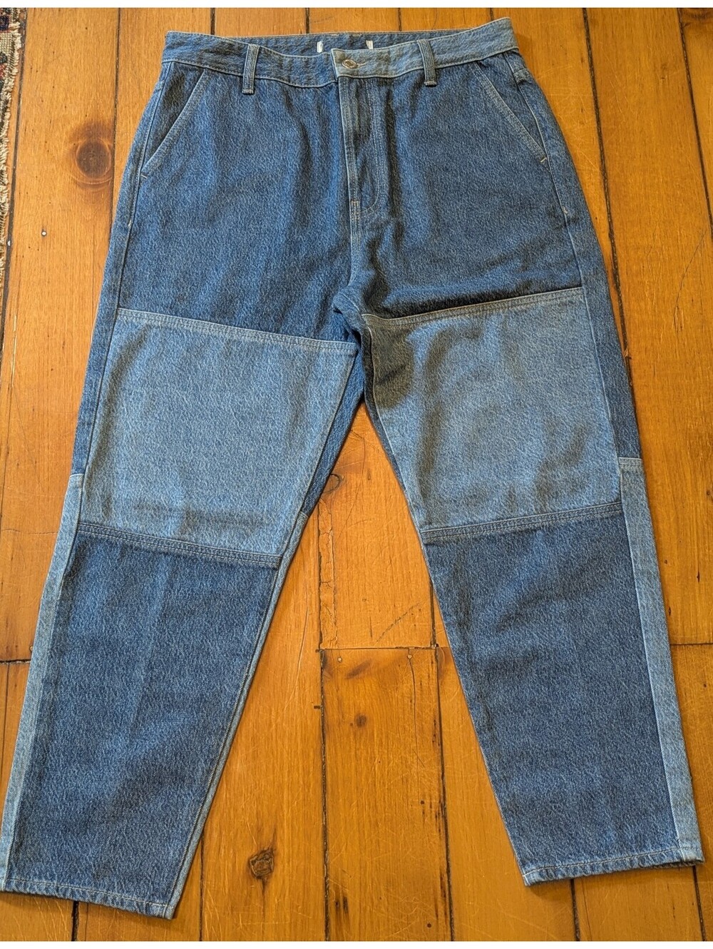 NWOT Zara Patchwork Panel Jeans | Colorblock Barrel Leg Denim | SIZE 32